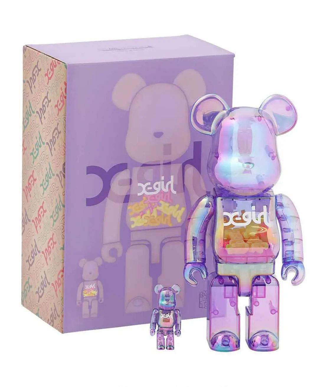 Be@rbrick X-Girl Clear Purple - 400% & 100% Set